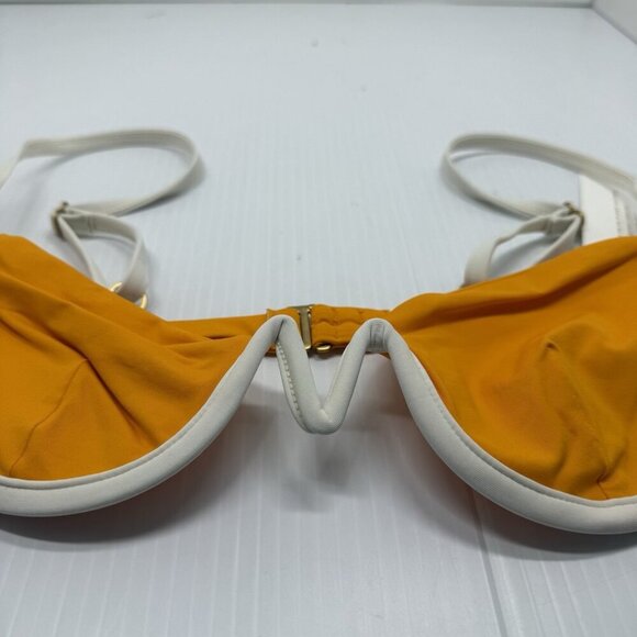 L Space  Bikini Top Women Orange & Cream Nico Underwire Size Medium Beachy Pool - Picture 5 of 8